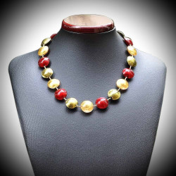 Necklace red and gold original glass of murano in venice