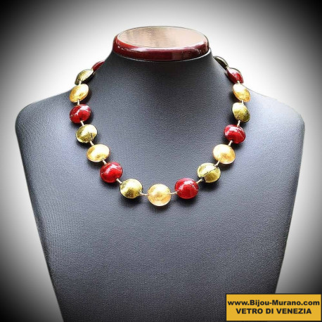 Halskette rot und gold-original murano-glas aus venedig