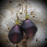 Scoglio satin eggplant earrings in real glass of murano in venice