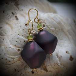 Earrings eggplant in genuine murano glass from venice