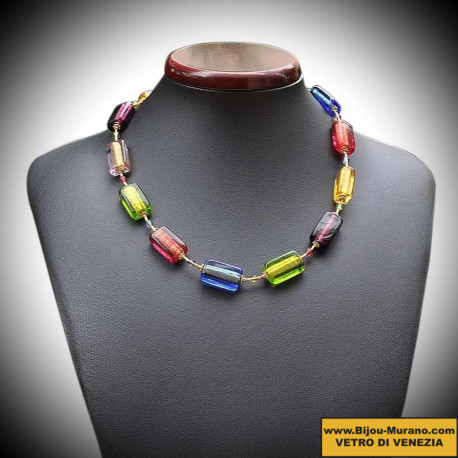 Necklace multicolor in genuine murano glass from venice