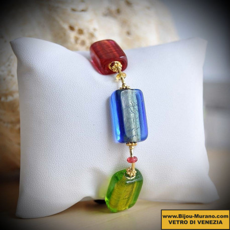 Bracelet en veritable verre de murano multicolor de venise