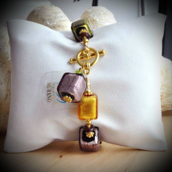 Bracelet genuine murano glass of venice gold