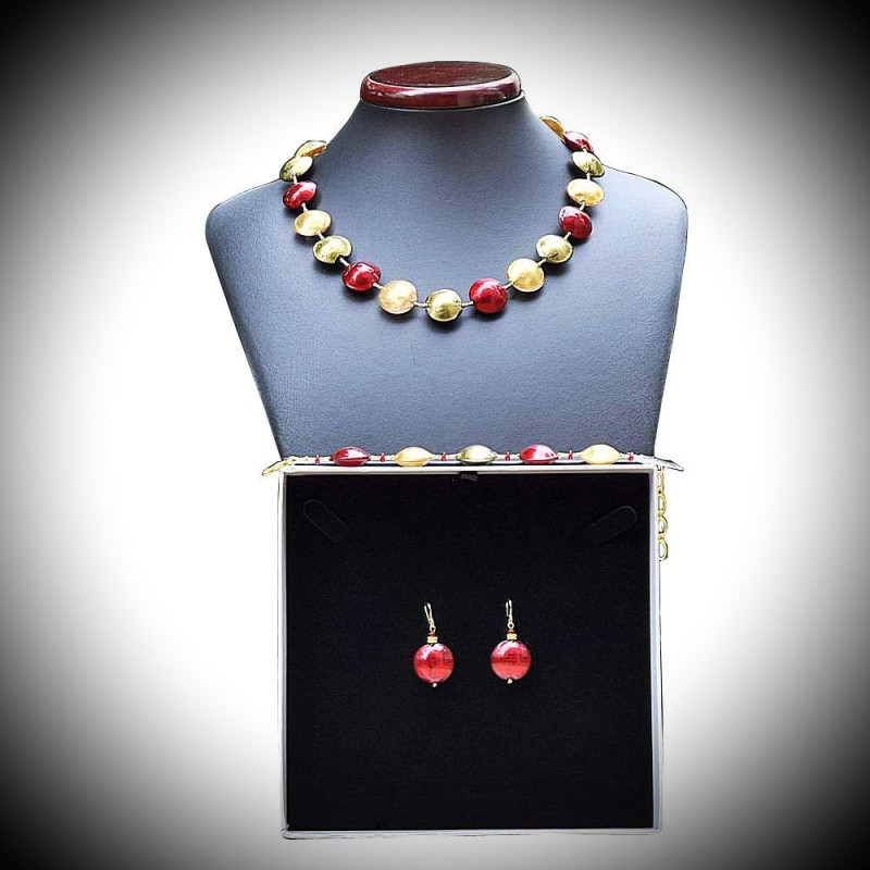 Schmuck in rot und gold, echten murano-glas