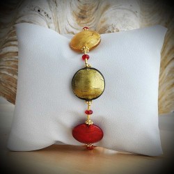 Rot und gold-armband echtes muranoglas aus venedig