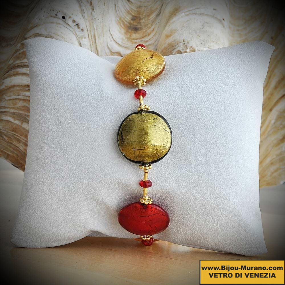 Comete rot und gold-armband echtes muranoglas aus venedig