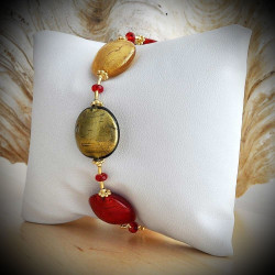 Armband rot und gold, echten murano-glas aus venedig