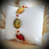 Bracelet red and gold genuine murano glass of venice