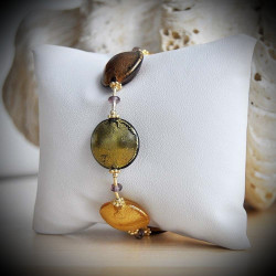 Bracelet or en veritable verre de murano de venise