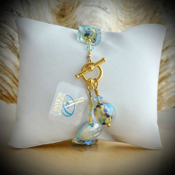 Bracelet genuine murano glass blue venice