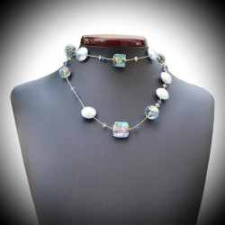 Necklace genuine murano glass blue venice