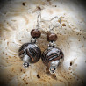 Earrings in murano glass, beads degraded ancient phoenician port colorful brown and silver