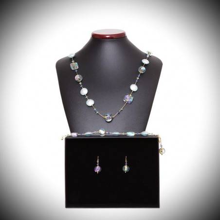 Parure bleu en veritable verre de murano de venise