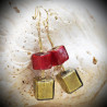 Earrings red and gold genuine murano glass