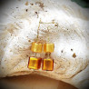 Earrings cubic gold genuine murano glass