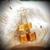 Earrings dangling gold genuine murano glass