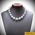 Beads, silver necklace with genuine murano glass