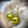 Earrings green genuine murano glass