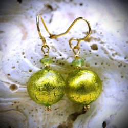 Earrings green anise in real murano glass