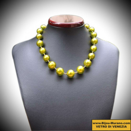 Necklace lime green in real murano glass