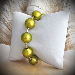 Bracelet genuine murano glass venice beads lime green