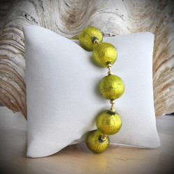 Bracelet green clear genuine murano glass of venice