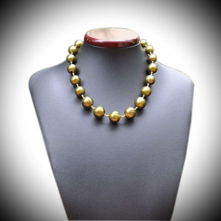 Halskette echtes muranoglas khaki