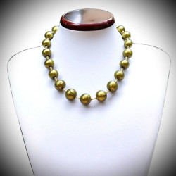 Collar green khaki genuine murano glass