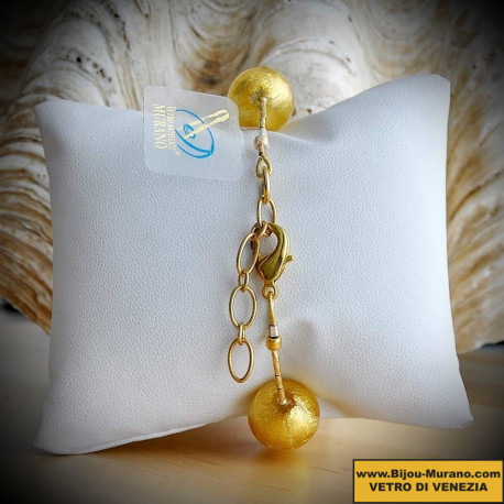 Ball gold bracelet genuine murano glass of venice
