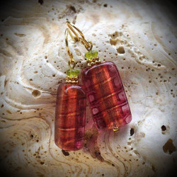 Earrings strawberry in genuine murano glass from venice