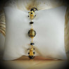 Oj mini black and gold bracelet genuine murano glass of venice