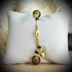 Oj mini black and gold bracelet genuine murano glass of venice