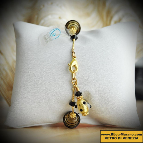 Jo mini schwarz und gold-armband echtes muranoglas aus venedig