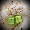 Earrings genuine murano glass lime green of venice