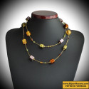 Ocean necklace long amber and gold, and parma real murano glass