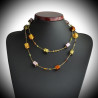 Ocean necklace long amber and gold, and parma real murano glass