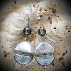 Boucles d'oreilles pendantes argent en veritable verre de murano de venise