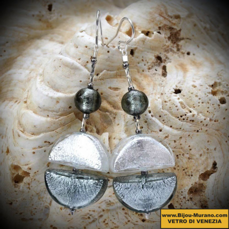 Earrings dangling silver genuine murano glass of venice