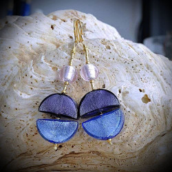 California blue earrings in real glass of murano in venice