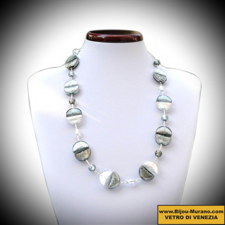 Halskette aus echten murano-glas, silber von venedig