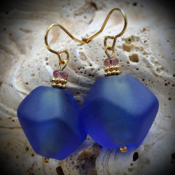 Earrings with blue genuine murano glass of venice