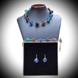 Scoglio blue satin choker in genuine murano glass