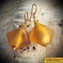 Rock gold satin earrings in real glass of murano in venice