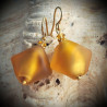 Rock gold satin earrings in real glass of murano in venice