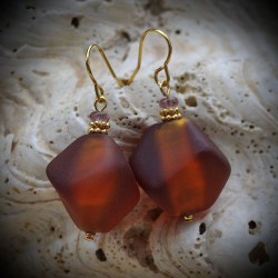 Boucles d'oreilles en verre de murano ambre de venise