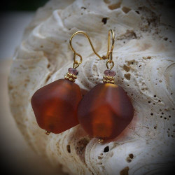 Earrings amber murano glass from venice