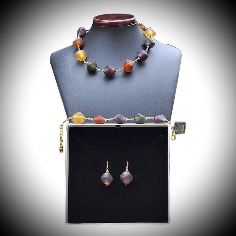 Scoglio satin parure ne veritable verre de murano de venise