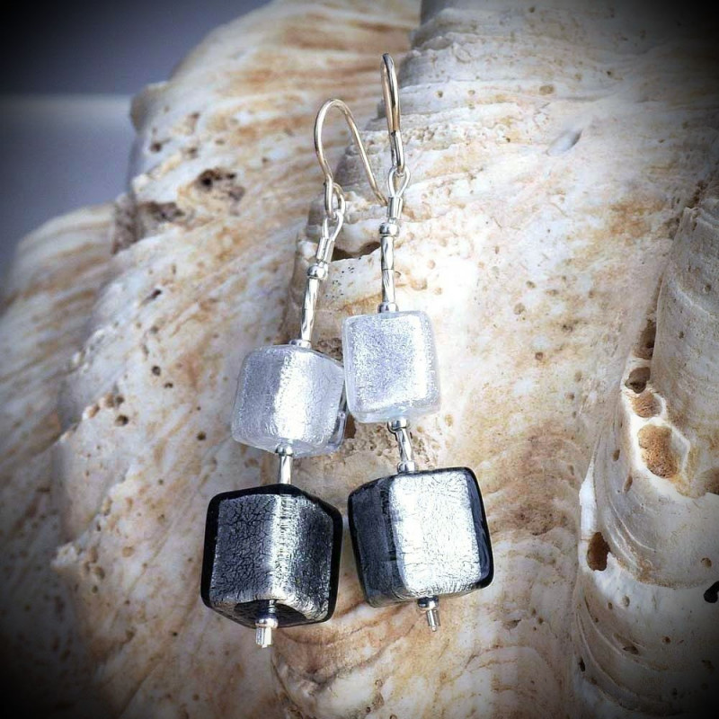 Cubi degradati silber-ohrringe echtes glas von murano-venedig Cubi degradati silber-ohrringe echtes glas von murano-venedig
