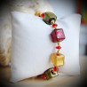 Cubi degradati red and gold bracelet genuine murano glass of venice