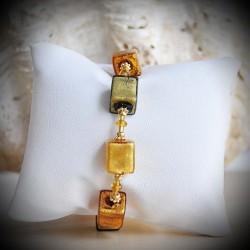 Cubi degradati gold bracelet genuine murano glass of venice